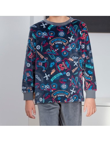 pijama de niño para invierno con puño en pantalón modelo motor de muslher
