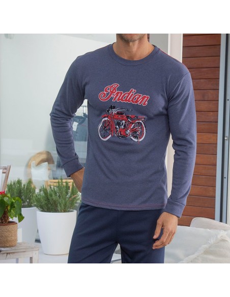 pijama de hombre en algodón de invierno muslher modelo indian