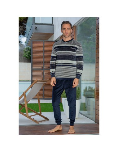 pijama de hombre muslher para invierno en terciopelo modelo jesús