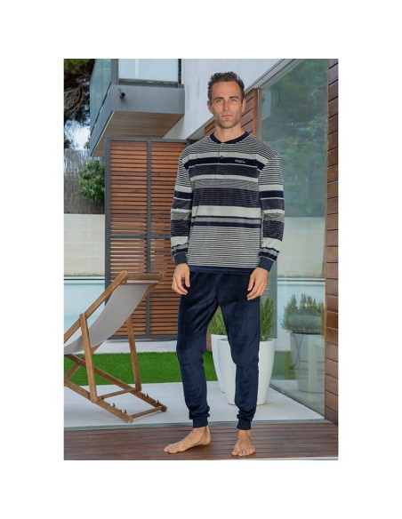 pijama de hombre muslher para invierno en terciopelo modelo jesús