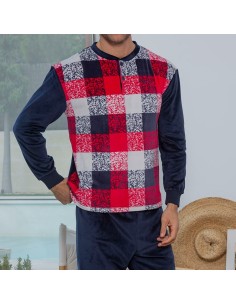pijama de hombre muslher para invierno en spandex modelo ajedrez 2