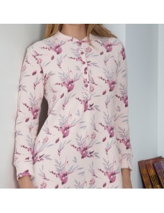 camisón para mujer en algodón térmico muslher modelo ramillete en rosa 2