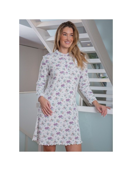 camisón para mujer en algodón térmico lilas de muslher