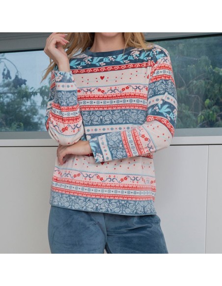 pijama de mujer para invierno suave modelo delia de muslher