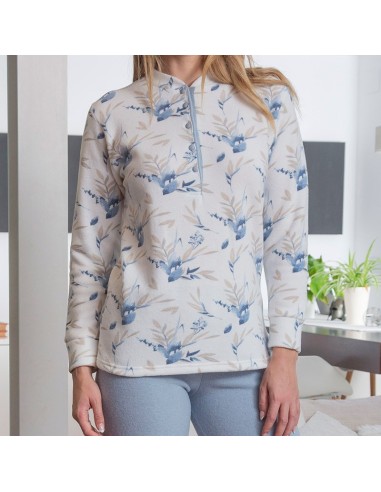 pijama de mujer en algodón modelo rosario en celeste para invierno de muslher