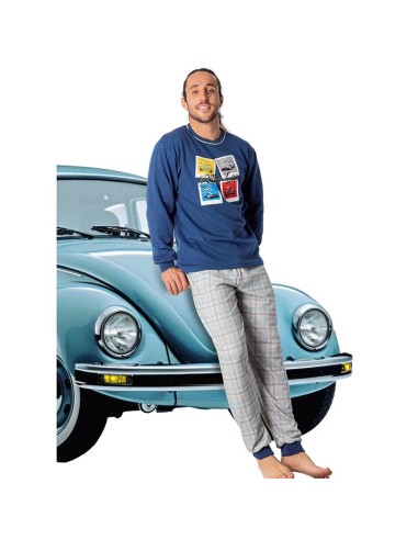 Pijama para hombre en algodón térmico coche retro de dormen