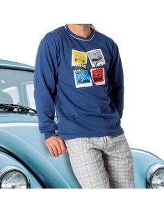 Pijama para hombre en algodón térmico coche retro de dormen 2