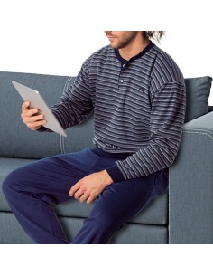 pijama de hombre en algodón térmico y con puño en pantalón modelo Juan de dormen 2