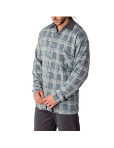 pijama de hombre abierto con bolsillo y cuello modelo cachopo de dormen para invierno 2