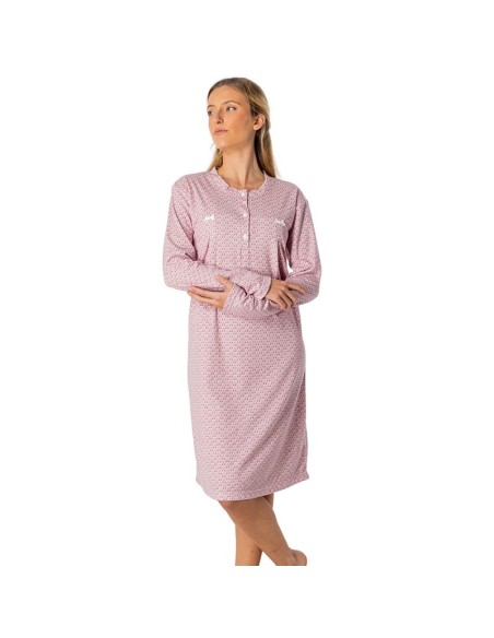 Camisón de mujer en algodón de invierno modelo rubí de leniss