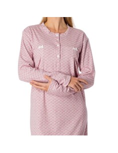 Camisón de mujer en algodón de invierno modelo rubí de leniss 2