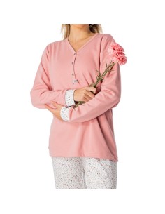 pijama de mujer clásico en algodón de invierno modelo sara de leniss 2