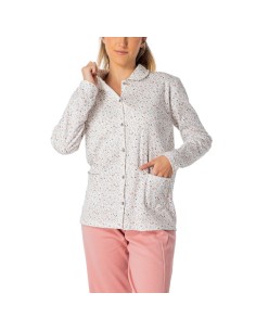 pijama de mujer abierto en algodón de invierno con bolsillos modelo sara de leniss 2