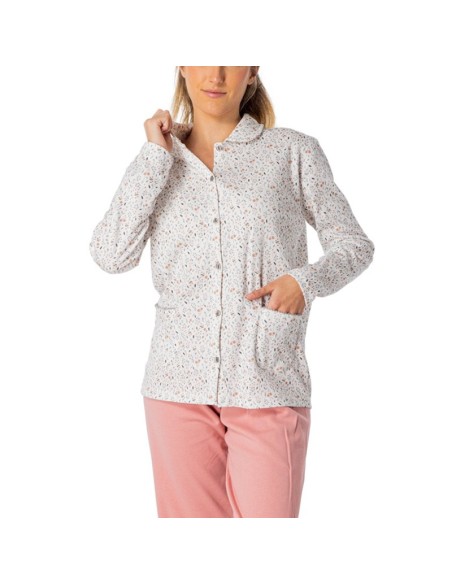 pijama de mujer abierto de leniss para invierno modelo sara
