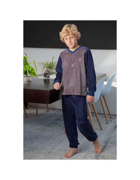 pijama de niño para invierno en terciopelo modelo secret de muslher