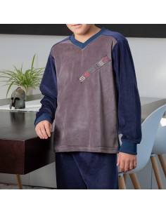 pijama de niño para invierno en terciopelo modelo secret de muslher 2