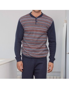 pijama de hombre con puño en el pantalón en algodón térmico de hombre modelo paco de muslher 2