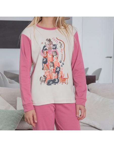 pijama de niña de muslher en algodón cálido modelo laura