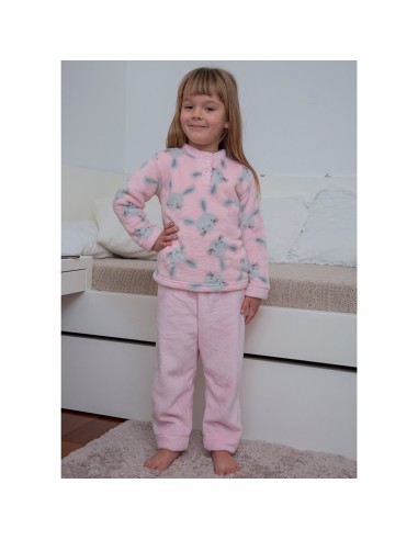 pijama infantil para niña en coralina suave de muslher modelo conejito