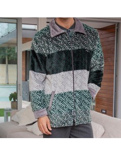 bata de hombre corta con cremallera en coralina suave y cálida modelo luis de muslher 2