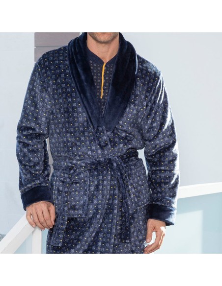 bata para hombre en coralina cálida y suave larga modelo kurt de muslher