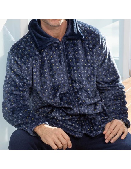 bata de coralina para hombre modelo arnold corta con cremallera