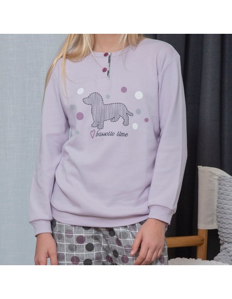 pijama en algodón de invierno para niña modelo Virginia de muslher