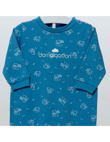 pelele de entre tiempo de don algodón para bebe en azul modelo oso polar