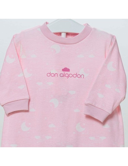 pelele de don algodón para bebe modelo luna en rosa
