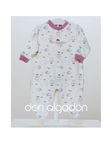 pelele de bebe para invierno en terciopelo de don algodón modelo pollito