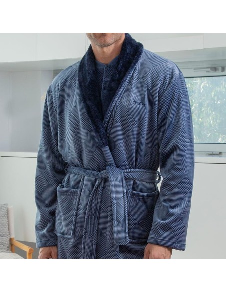 bata de invierno para hombre larga modelo sherpa de muslher