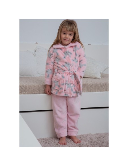 bata infantil para niña abotonada modelo conejito de muslher