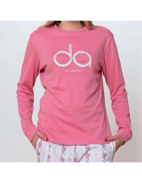 don algodón pijama de mujer para invierno modelo rosa