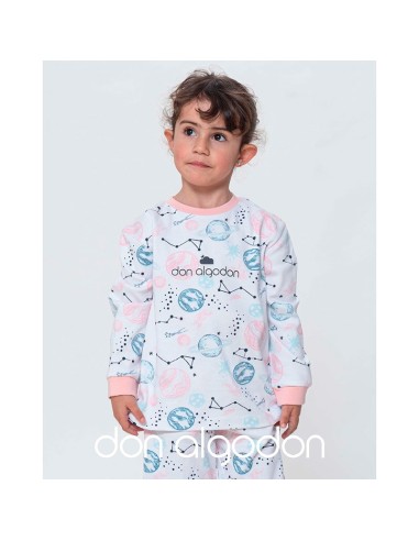 pijama infantil para niña en algodón suave de la marca don  algodón  modelo planetas