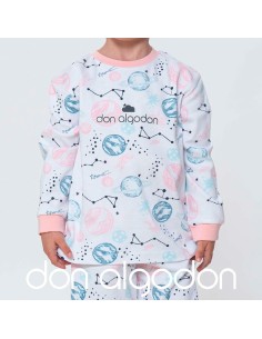 pijama infantil para niña en algodón suave de la marca don  algodón  modelo planetas 2