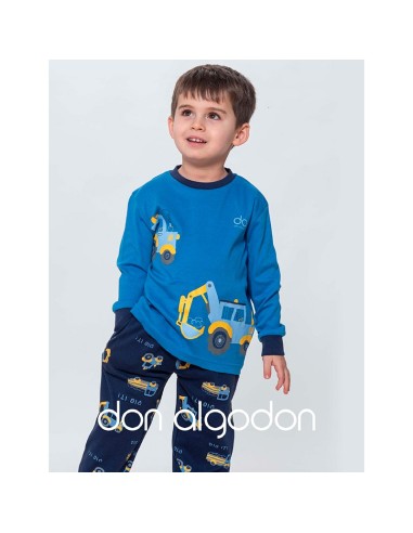 pijama infantil para niño en algodón suave de la marca don algodón modelo escavadora