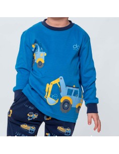 pijama infantil para niño en algodón suave de la marca don algodón modelo escavadora 2