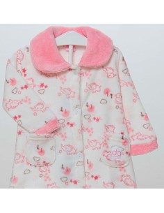 bata de bebe para niña abotonada don algodón modelo elefante rosa 2