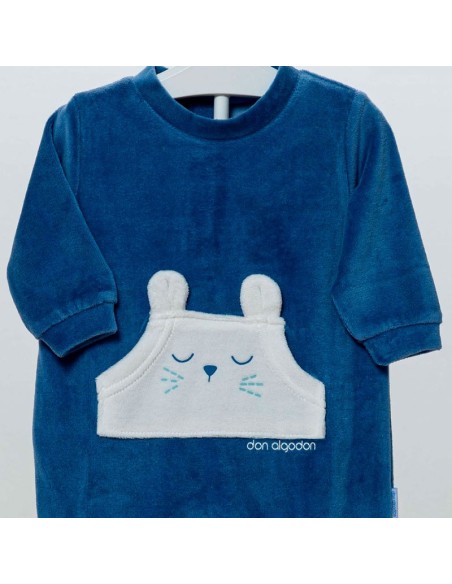 pelele de invierno para bebe modelo miau de don algodón