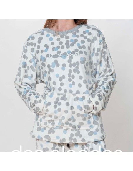 don algodón pijama de mujer modelo lunares para invierno