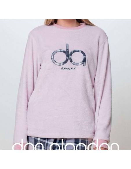 pijama de invierno en coralina para mujer modelo Rosi de don algodón