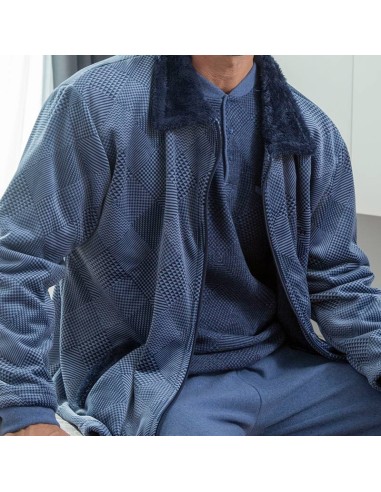 bata de hombre con pelo interior de muslher corta con cremallera modelo diversión