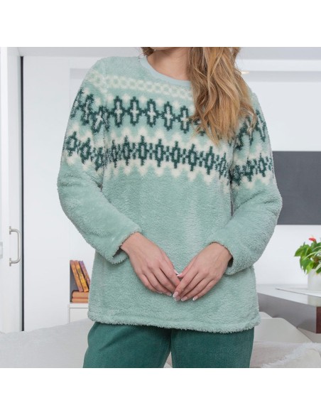 muslher pijama en coralina para mujer modelo green