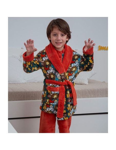 bata de casa infantil para niño modelo animalasia de muslher