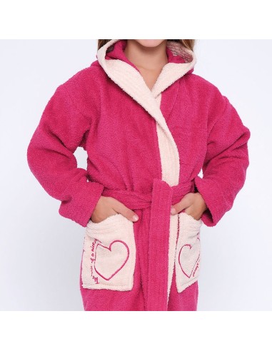 albornoz de niña en algodón corazones de muydemi