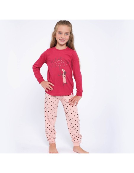 pijama de niña en algodón de invierno perrito bajo la lluvia de muydemi