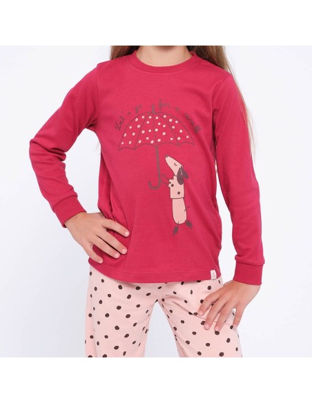 muydemi pijama de algodón para niña perrito bajo la lluvia