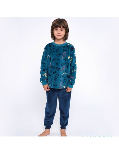 pijama para niño en coralina modelo hey de muydemi