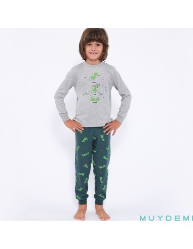 pijama en algodón de invierno para niño modelo dinosaurios de muydemi