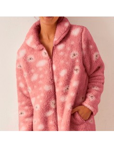 bata de mujer corta con cremallera en sherpa modelo koala de promise 2